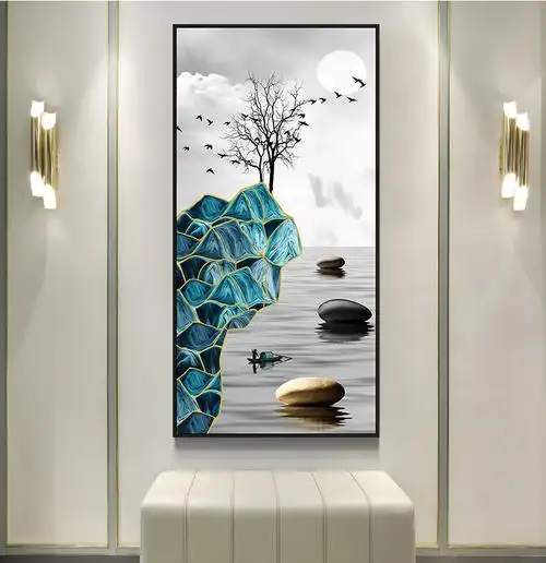 欧艺美时来运转玄关装饰画走廊尽头挂画风水新中式现代背景墙壁画 a