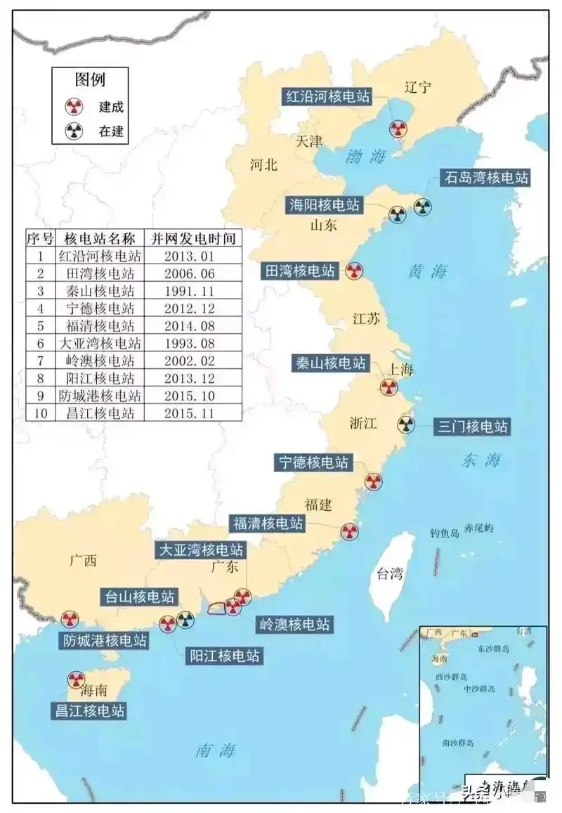 中国核电站分布图