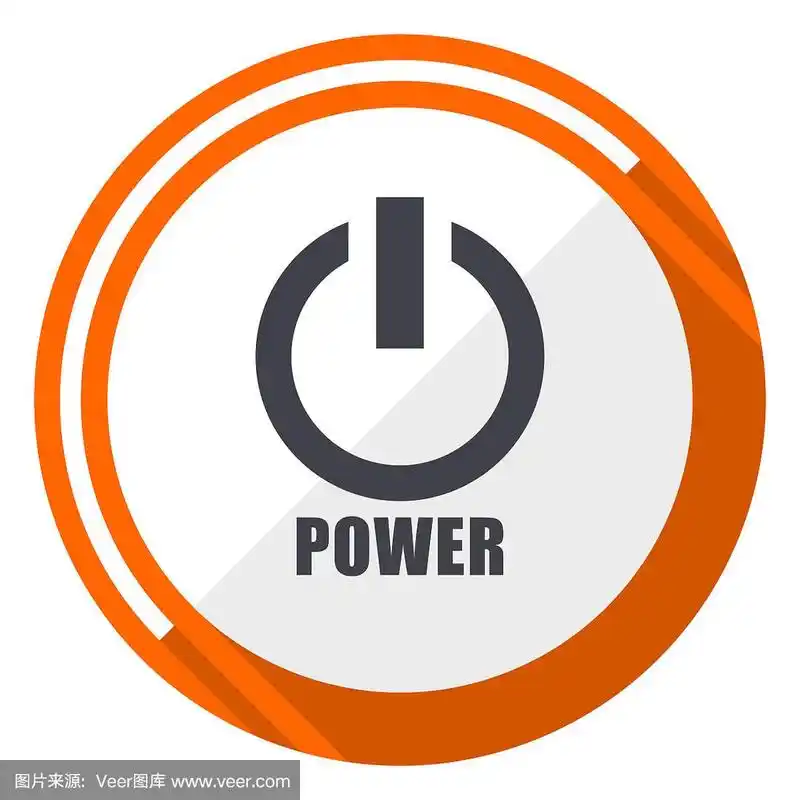 功率平面设计橙色圆形矢量图标eps 10