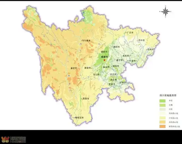 四川各市州地貌类型分布面积