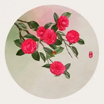 手绘茶花图片