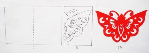 蝴蝶对折剪纸图案画法