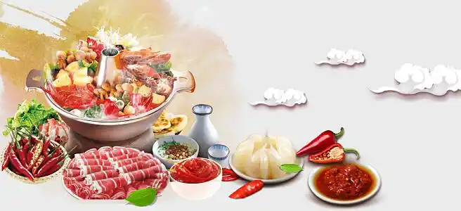 淘宝食品美食四川火锅羊肉海鲜祥云海报背景