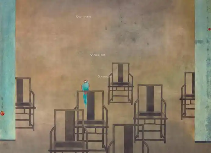 05041992年作栖镜框设色纸本