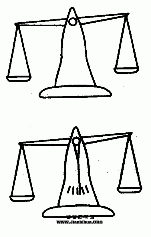 天平秤的简笔画法