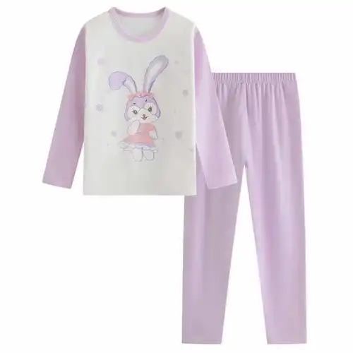 长腿叔叔2013秋冬儿童家居服女童内衣纯棉薄款秋衣秋裤套装