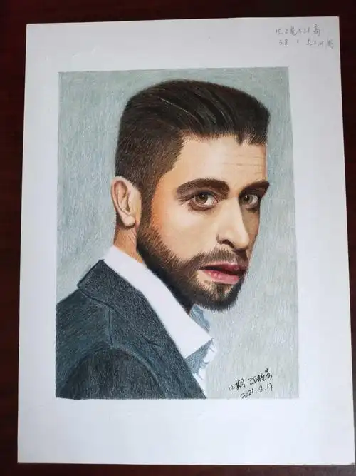 彩铅人物肖像画男神完稿