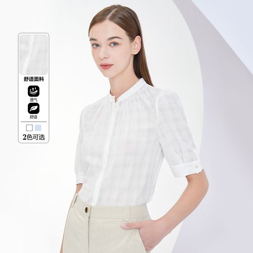 【简约小立领】舒适柔软通勤短袖上衣短款衬衫女春季夏季