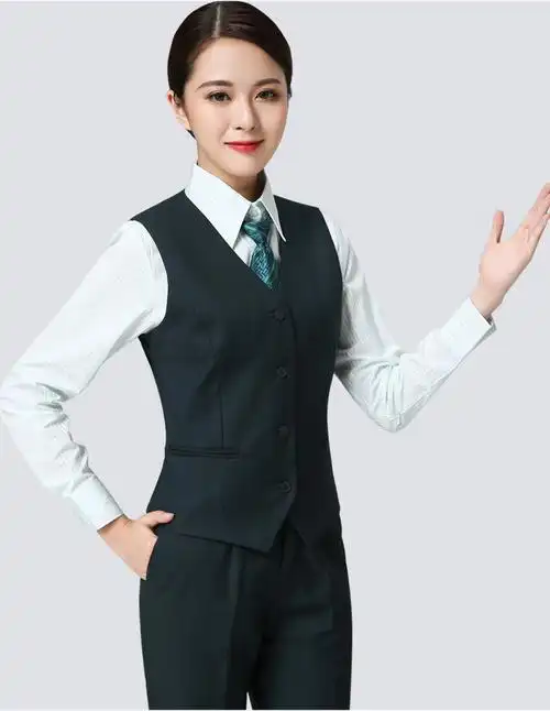 邮政工作服女职业西服套装墨绿色西服外套女士制服工装藏青色女裤xl码