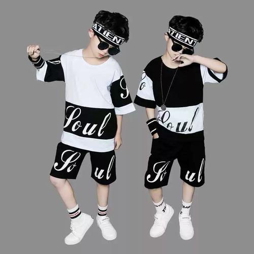 六一儿童节幼儿园男孩短袖街舞套装演出服小学生爵士舞蹈表演服装