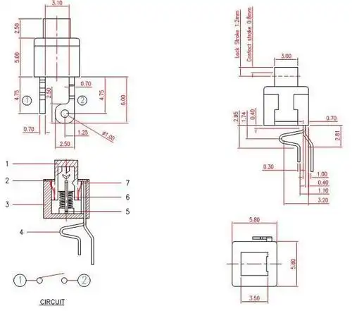 自锁开关立式2脚,自锁按键开关两脚,迷你自锁开关立式