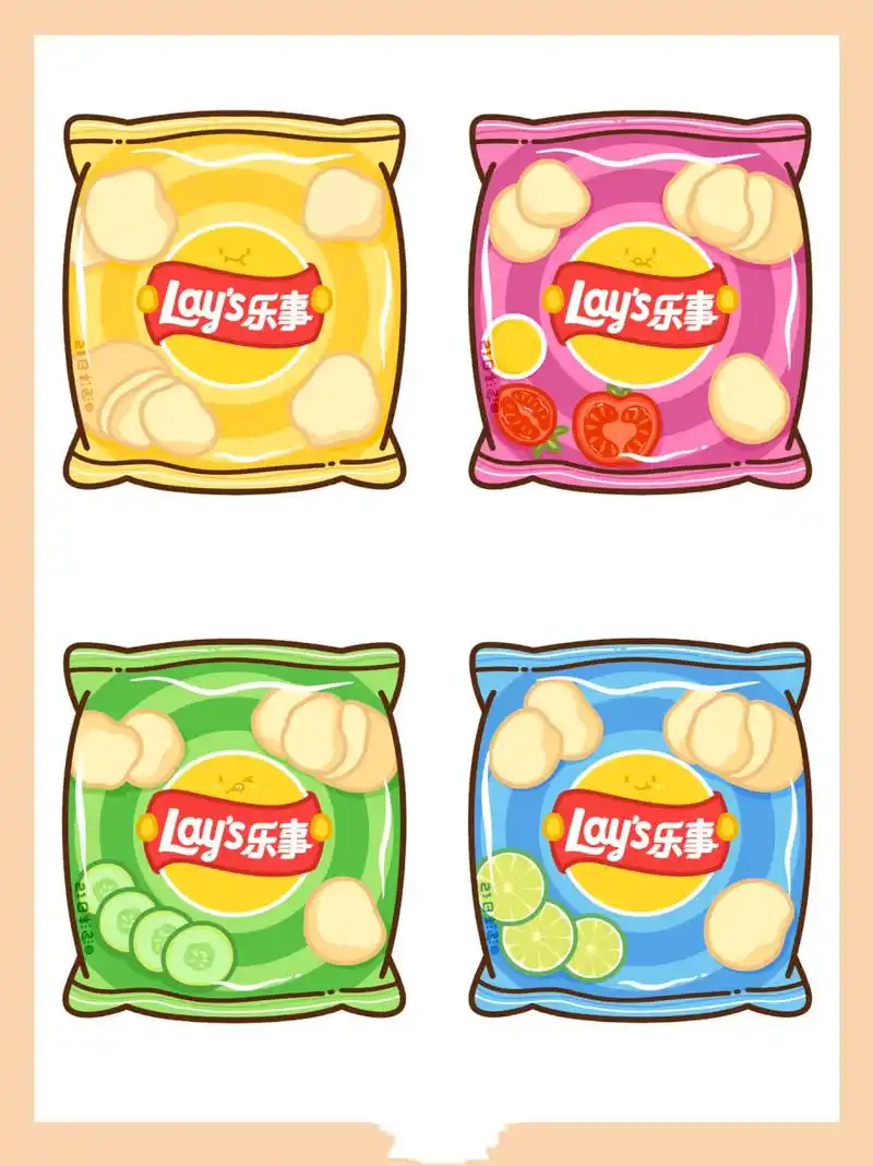 可爱零食简笔画|百吃不厌薯片系列🥔 你们要的薯片来咯～画了四款经