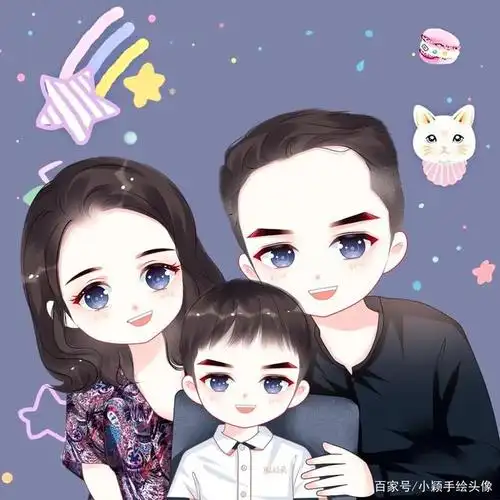 全家福头像,一家三口四口动漫头像,幸福可爱又好看