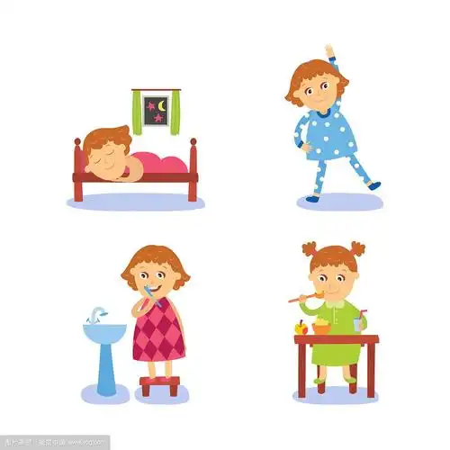 平面卡通儿童做日常活动设置