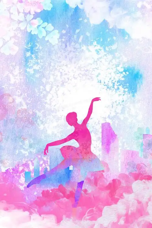 清新水彩水彩舞蹈剪影校园艺术节背景