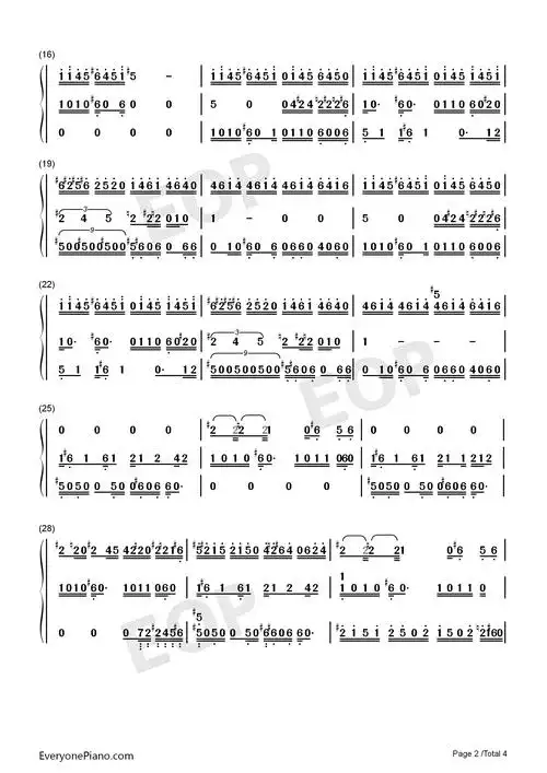 植物大战僵尸boss关卡bgm双手简谱预览2