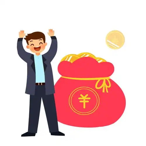 矢量扁平卡通人物男生金融理财投资金钱福袋赚钱元素gif卡通小人元素