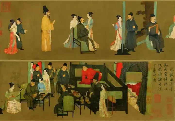 中国名画《韩熙载夜宴图》,五代画家顾闳中作品,世界名画