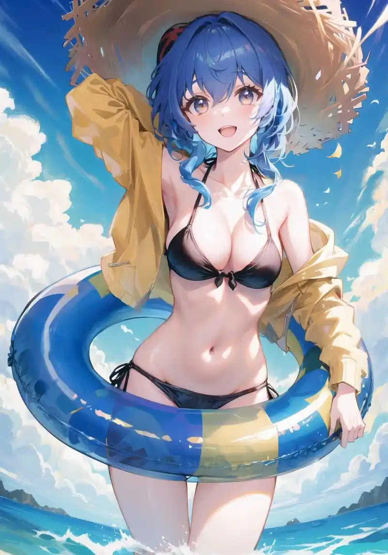 泳装刻晴和甘雨~#二次元# #原神