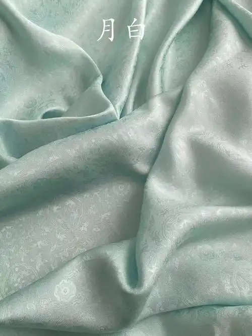 花罗真丝花绫鹤鹿同春真丝提花面料汉服旗袍丝绸中国风浅蓝色浅紫