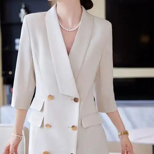 连衣裙职业气质时尚通勤面试正装女收腰西装春秋经理珠宝店工作服