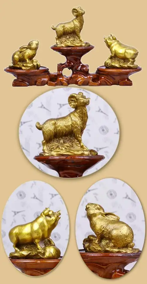 开光2015年生肖羊本命年属羊吉祥物猪兔吉祥三合聚福摆件