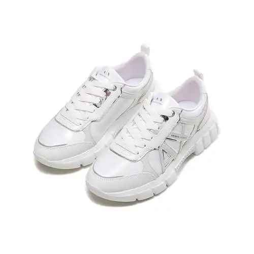 阿玛尼armaniexchange女士pu合成革织物系带休闲运动鞋小白鞋xdx073xv