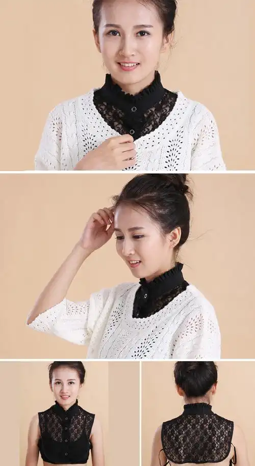 mtiny假领子女蕾丝百搭立领甜美假衬衫领子女春夏新款毛衣装饰领衬衣