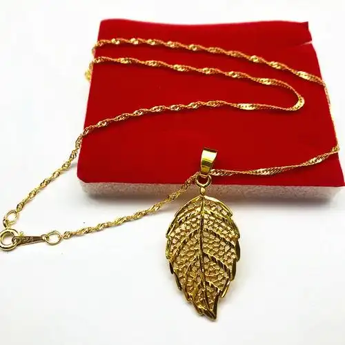 飘逸版金叶子24k镀金女式吊坠项链挂件镀金吊坠