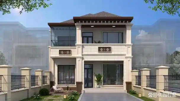 农村自建二层简欧别墅,面宽9米多,6室1厅,漂亮又大方,真实用