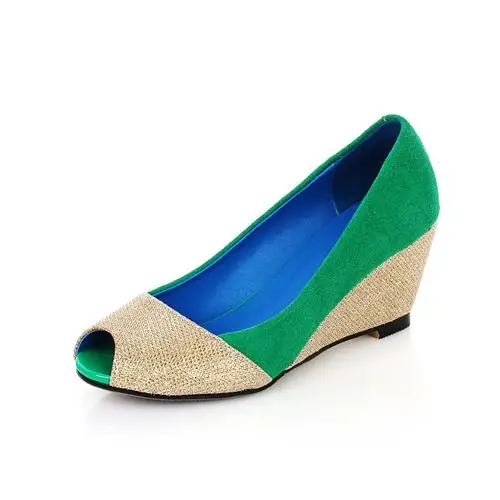 厂商直供 新款女鞋真皮鱼嘴鞋拼接撞色鱼嘴