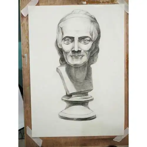 石膏头像 临摹 伏尔泰 高二狗 小渣渣 冷卿