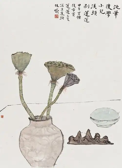 【林曦水墨】洗笔后学小儿溪头剥莲蓬-淘宝网