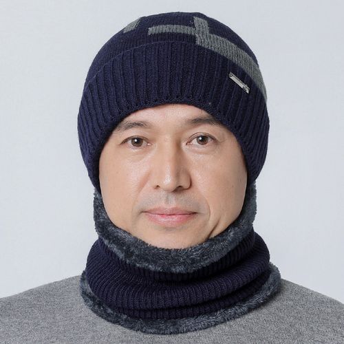 老年人帽子男士冬天天加加厚针织毛线冬季骑车帽子