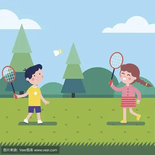 打羽毛球的简笔画两个人打羽毛球的简笔画