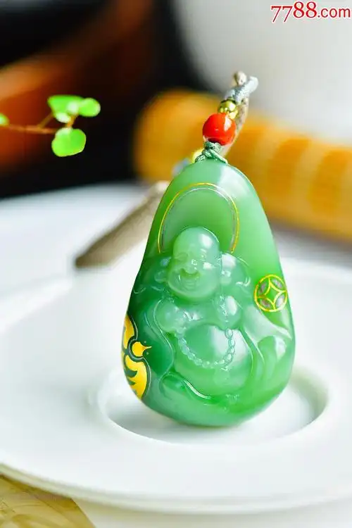 弥勒佛新疆和田玉碧玉挂件aa91s228f