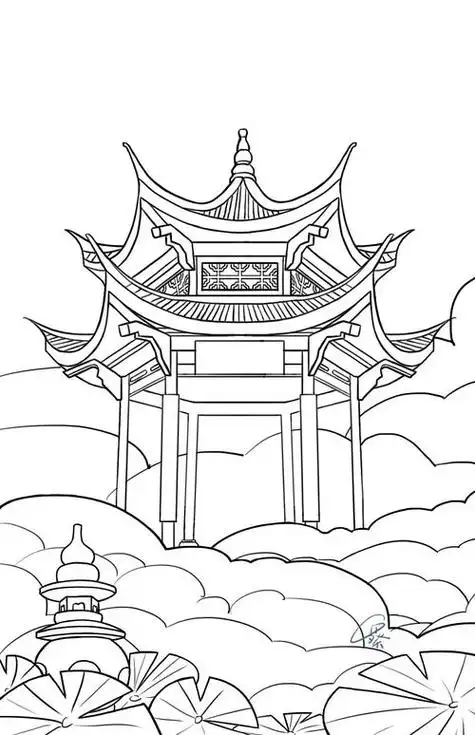 泉州 strong>西湖 /strong>名胜古迹简笔画