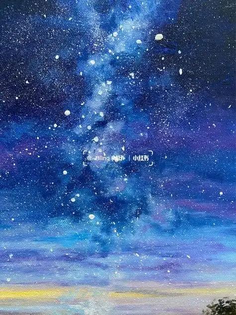 樱花星空水粉画教程 樱花星空水粉画教程图片