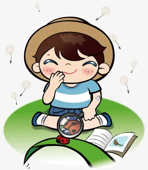 观察昆虫的小男孩