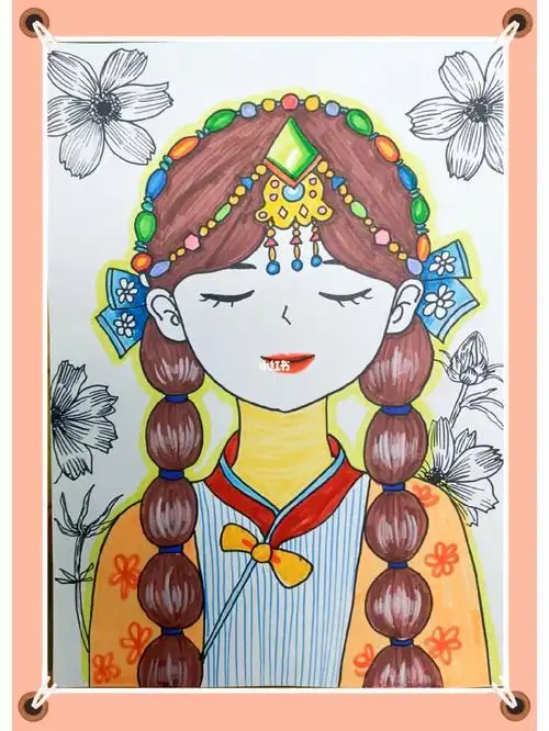 儿童创意美术  #画画  #儿童画  #民族风  #线描  #画画的日常