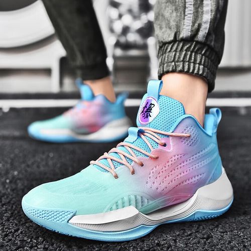 李宁天马篮球鞋新款中帮防滑耐磨实战训练球鞋缓震透气运 浅青月 36