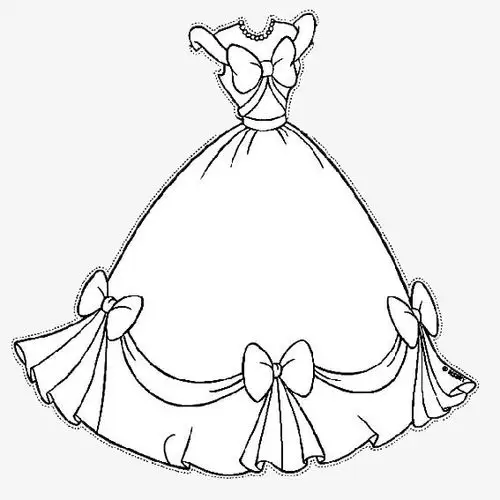 手绘公主白色礼服裙子