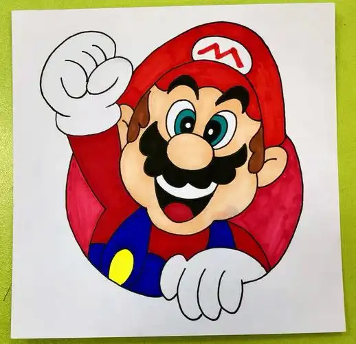 马克笔简笔画马里奥绘画附线稿