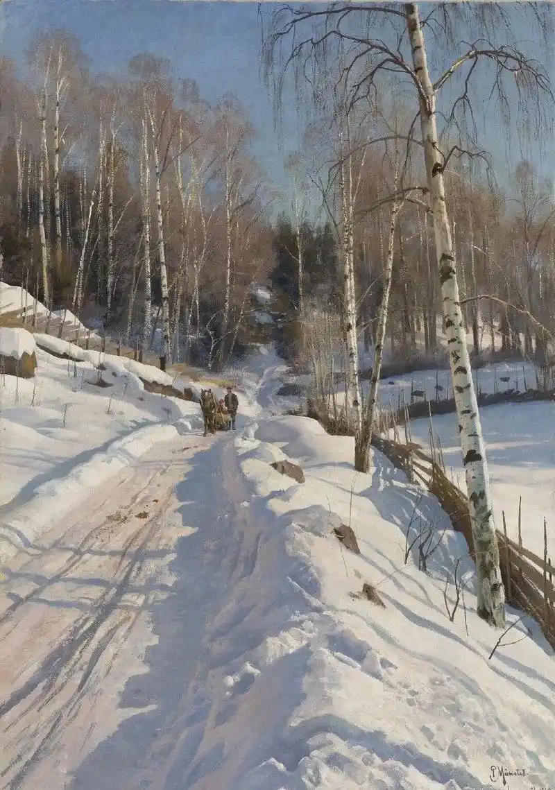 大师油画风景中的雪景作品欣赏.