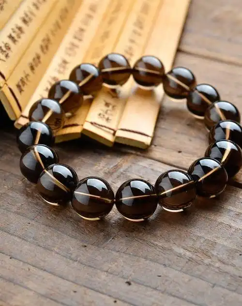 天然茶水晶健康守护石手链12mm附证书