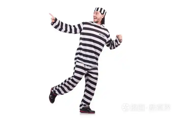 监狱犯人隔离在白色的背景