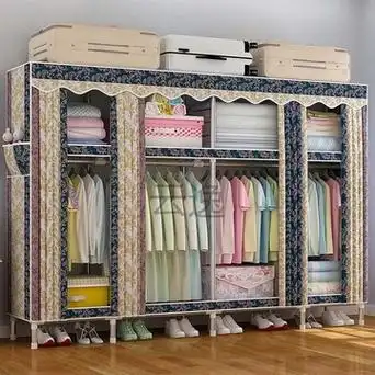 lz衣柜简易布衣柜钢管加粗加固单双号组装衣橱收纳架布柜子衣