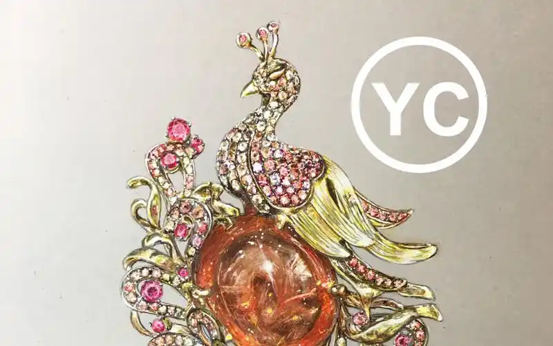 yc手绘 @ 芬达石小鸟胸针