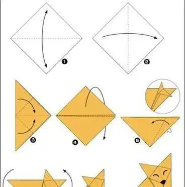 折纸下图是小狗的折法,快照着步骤跟孩子一起折一只吧.