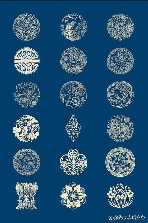 青花瓷花纹免扣png素材